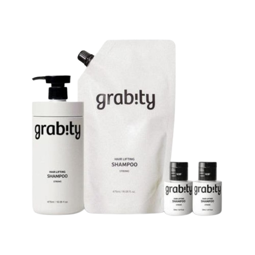 GRABITY 헤어 리프팅 샴푸 스트롱 475ml + 30ml x 2개 + 475ml(리필, 가는 모발용)