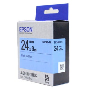 정품[엡손 EPSON] 라벨테이프/SC24B/SC24B-PX (24mm 파랑바탕/검정글씨)/LW-K200BL,OK730,LW-C410,OK1000P,LW-K600,LW-K460,O