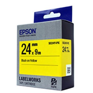 정품[엡손 EPSON] 라벨테이프/SC24Y/SC24Y-PX (24mm 노랑바탕/검정글씨)/LW-K200BL,OK730,LW-C410,OK1000P,LW-K600,LW-K460,O