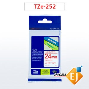 브라더 TZe-252 정품 라벨카트리지 24mm 흰색바탕 빨강글씨 PT-P750W PT-P700 PT-D610BT PT-P950NW PT-P900W회원가입즉시할인 특가