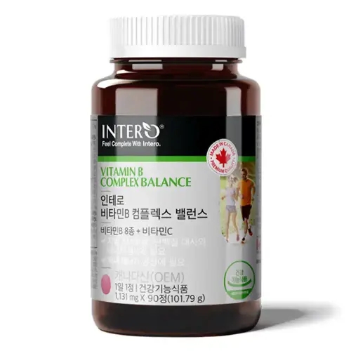 인테로 캐나다 <b>비타민B 컴플렉스 밸런스</b> B1 B2 B6 B12 판토텐산 나이아신 <b>비타민</b>비