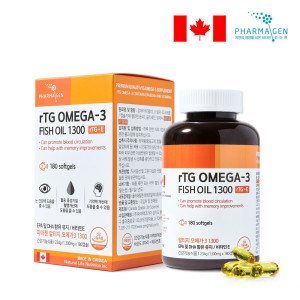 파마젠 <b>rTG</b><b>알티지</b> <b>오메가3</b> 1300mg 6개월분 EPA+DHA <b>1200</b> 저온 초임계추출
