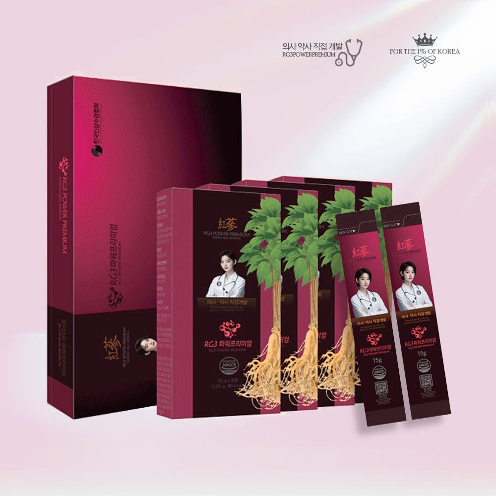 RG3 파워 프리미엄 <b>시즌</b>2 <b>홍삼</b>농축액 진세노사이드 함량 85%이상 흡수 15g 32포입 1개