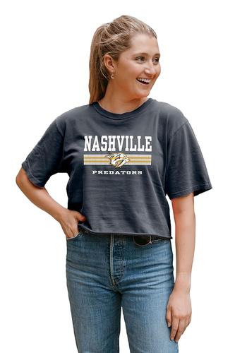 [아마존 공식]Blue 84 여성용 NHL 공식 라이선스 크롭 <b>탑</b> 티셔츠 <b>링스</b>펀 팀 색상