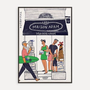 [커런트브라운] 마카롱과 서핑맨 짱셔요 드로잉 Jjjangsyuyo Drawing 아트 프린트 A4/A3/A2/50x70