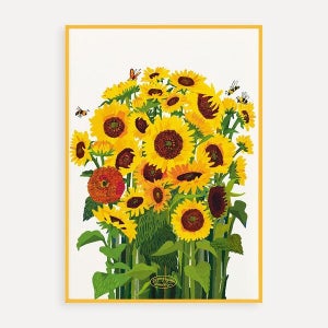 [커런트브라운] 해바라기 꽃 짱셔요 드로잉 Jjjangsyuyo Drawing 아트 프린트 A4/A3/A2/50x70/A1