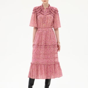 [이자벨마랑 에뚜왈] 핑크 패턴 면 밴딩스커트 ISSK5F441P2