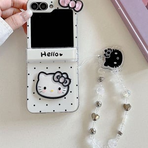 [모이몰] 갤럭시 Z플립7 Z플립6 Z플립5 Z플립4 Z플립3 비즈 스트랩 힌지 보호 커버 도트 패턴 귀여운 고양이 캐릭터 파츠 제트플립 지플립 ZFLI_ZF-A1500 [갤럭시]