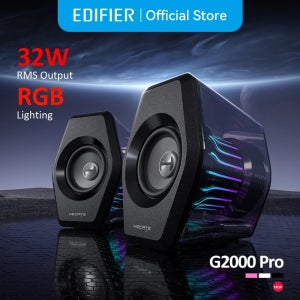 에디파이어 G2000 Pro 데스크탑 2.0채널 PC 스피커 게이밍 스피커 RGB 무드등, 블루투스 V5.4, USB+AUX 입력, 7.1 서라운드 사운드, 32W RMS