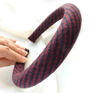 모헤어 체크 볼륨 통통 머리띠