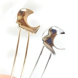 올림머리 스틸 메탈 레드문 U자 비녀