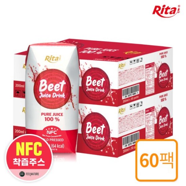 <b>필네이처</b> 리타 레드비트즙 NFC 착즙주스 원액 (200mlx60팩)