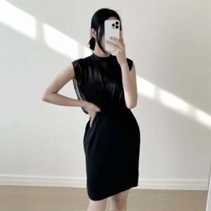 패션플러스 모노무드 HTYK-4406 웨딩 나시 럭셔리 정장 쉬폰 원피스 미디 하객