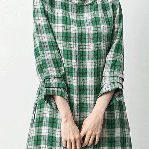 [한정판매] 키고 체크 린넨 원피스