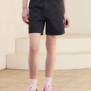 [잇터] LOGO EMBROIDERY SHORT DENIM PANTS_VINTAGE BLACK