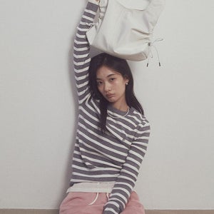 [잇터] Logo Stripe Long sleeve Knit_GREY_IIGFFRT001MB00