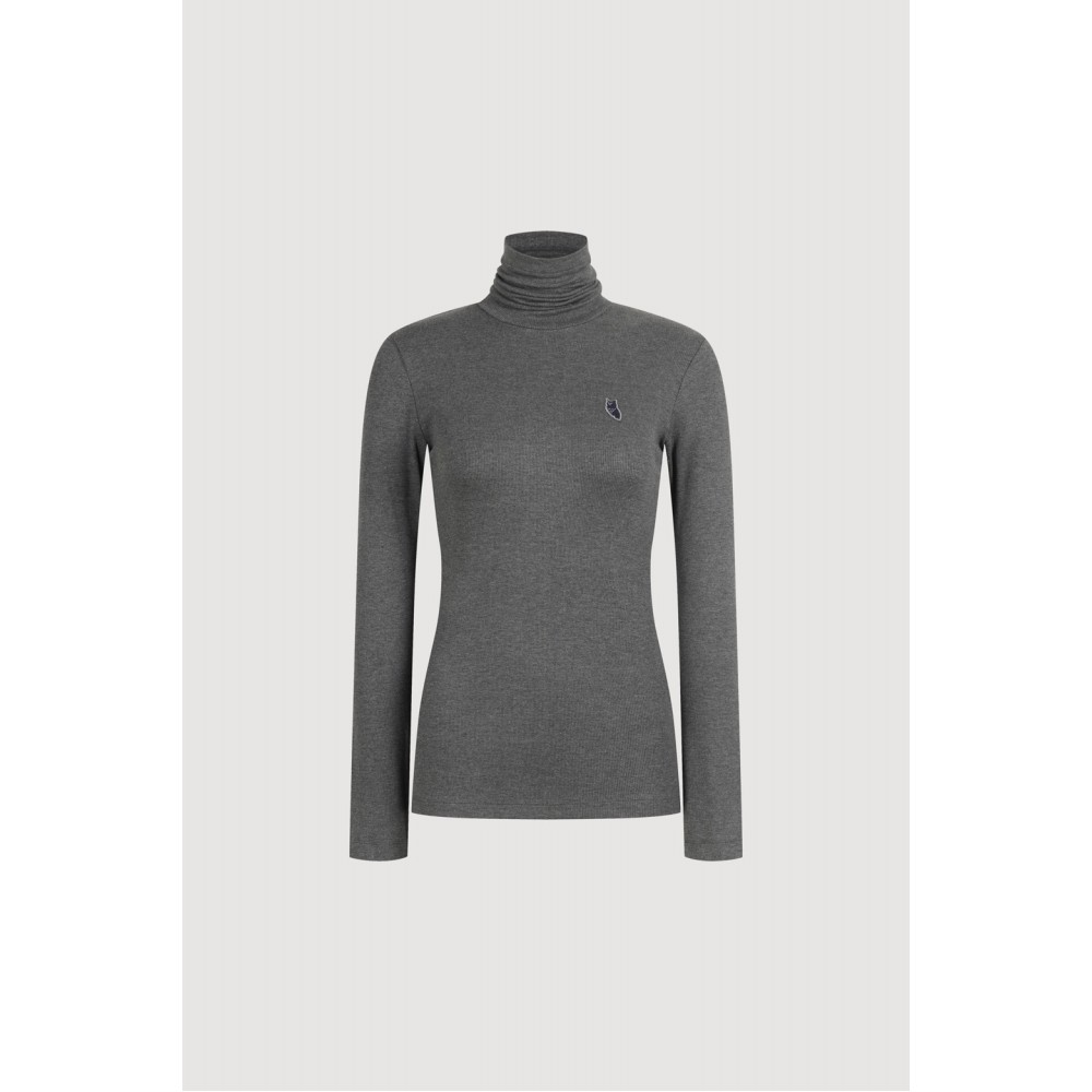 럭키슈에뜨 패치 골지 터틀넥 <b>티셔츠</b> LYTAW25380