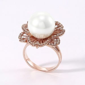 14K 18K 비쥬팝 플레르 진주 반지 33902