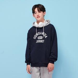 [에꼴리에] 배색후드 레터링 후드티(25C0701) 25C0701