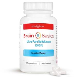 <b>Brain</b> Basic 울트라 <b>퓨어</b> 나토키나제 5000 FU 120 캡슐 효능을 가진 혈액 순환 GMO 프리 비건 글루텐