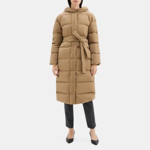 띠어리 후드 랩 푸퍼 코트 시티 Hooded Wrap Puffer Coat in City Poly O105401R D1A