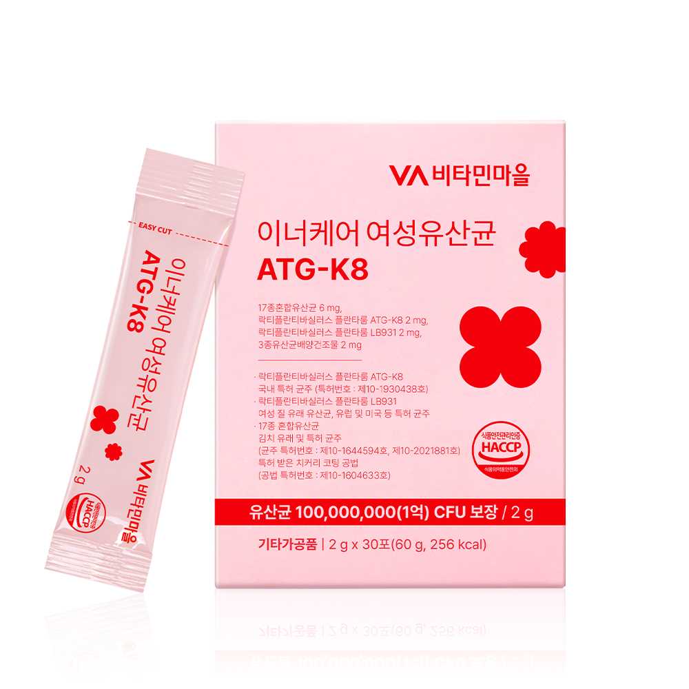비타민마을 이너<b>케어</b> <b>여성</b><b>유산균</b> ATG K8 2g x 30포, 6개