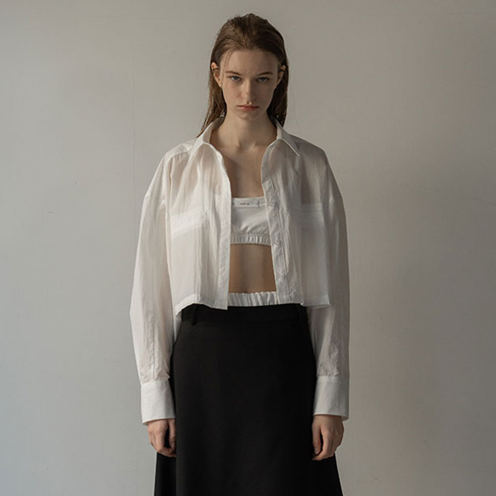 [모슈파모슈] [RE-ORDER] Wrinkle Crop Shirt_white