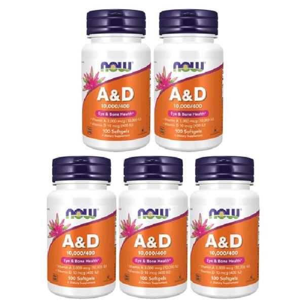 나우푸드 5개 Now Foods <b>나우푸드 비타민 A</b> D 10000 400 100 소프트겔