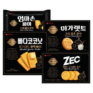 롯데웰푸드 롯데제과 갈릭 4종 (엄마손파이+마가렛트+빠다코코낫+제크)1+1+1+1