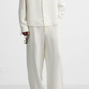 자라 아이보리 헴프 와이드핏 팬츠 5344/410 OYSTER-WHITE