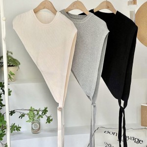 블라우스 니트 숄 조끼 단색 따뜻한 삼각형 베벨 가장자리 조끼 의류 액세서리 폴리에스테르