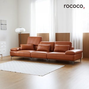 로코코 헤르네 카우 천연면피가죽 기능성 4인 소파