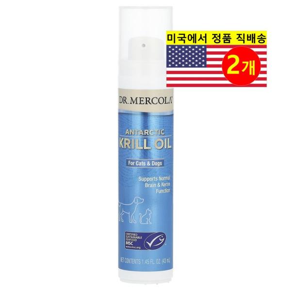 <b>Dr. Mercola</b> 강아지 고양이용 <b>피부</b> 털 가려움증 면역 뇌 신경 기능 건강 관리 남극 크릴 오일 리퀴드 43ml