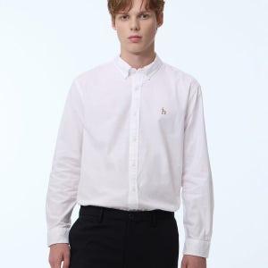 [헤지스 남성] [스테디셀러] 화이트 버튼다운 면 긴팔캐주얼셔츠 WHSH4C103WT