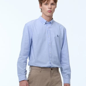 [헤지스 남성] [반값세일][스테디셀러] 블루 버튼다운 면 긴팔캐주얼셔츠 WHSH4C103B2