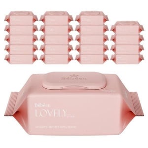 [시그니처] 러블리 핑크 물티슈 100매 20팩 대용량 캡형 아기물티슈