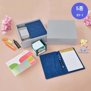 SY1 NEW스마트큐브메모함B형+가죽메모패드 리갈노트A5+수첩형포스트잇종합형세트