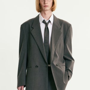 [티엔지티] Pin-stripe Double breasted Jacket (Grey) TNJA5F102G2