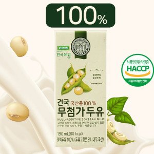 건국유업 국산콩100%건국무첨가두유190ml 40입 선물세트 한미 /무가당100%콩물두유/순수한맛저지방고단백