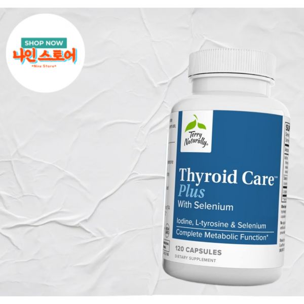 <b>테리 내추럴리</b> 갑상선 케어 플러스 지원 에너지 건강한 <b>모발</b> L티로신 셀레늄이 포함 120캡슐 미국내수용  1개  120정