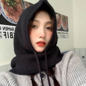 여성 겨울 방한 소프트 후드 끈 넥워머 바라클라바 바라클라바 니트바라클라바 후드넥워머