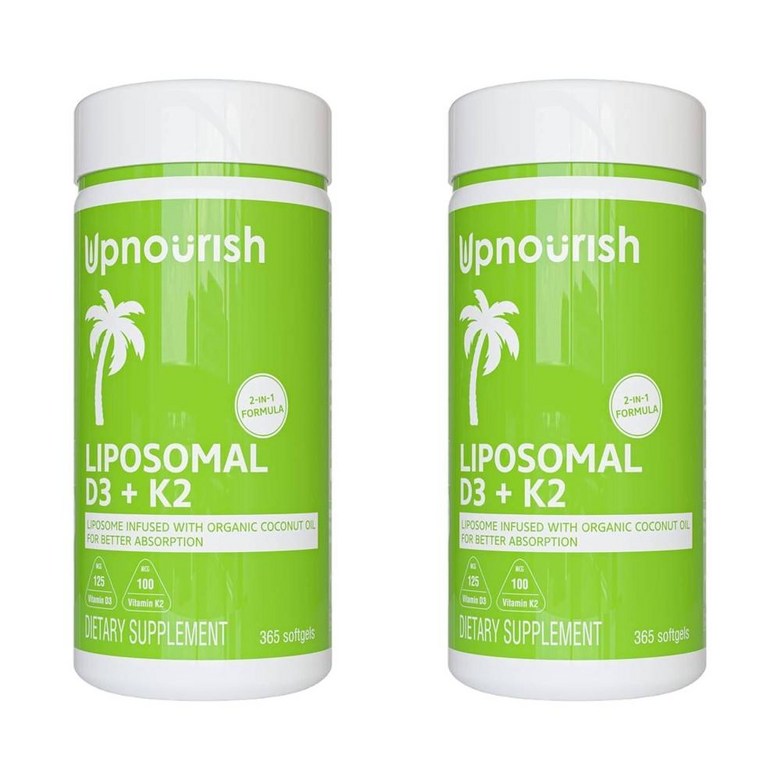 UpNourish 업너리쉬 <b>리포소멀</b> D3 5000IU K2 MK-7 125<b>mcg</b> 소프트젤 365정  2개