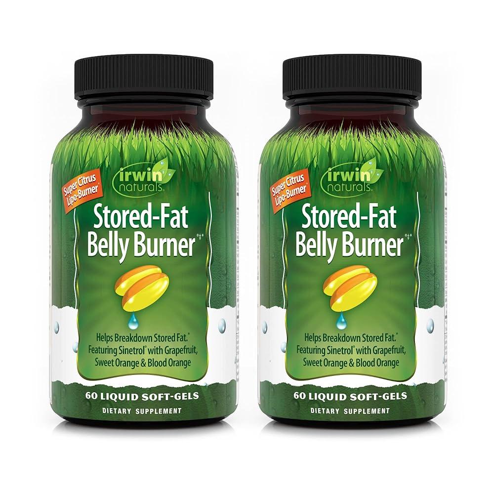 Irwin Naturals Stored-Fat Belly Burner <b>Sinetrol</b> 자몽 스위트 오렌지 및 블러드 포함 - 고집 지방 분해 액체 소프트젤 60개 (2팩)  어윈네