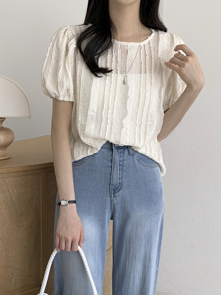 핫딜 로트 썸머 러플 퍼프 반팔 블라우스