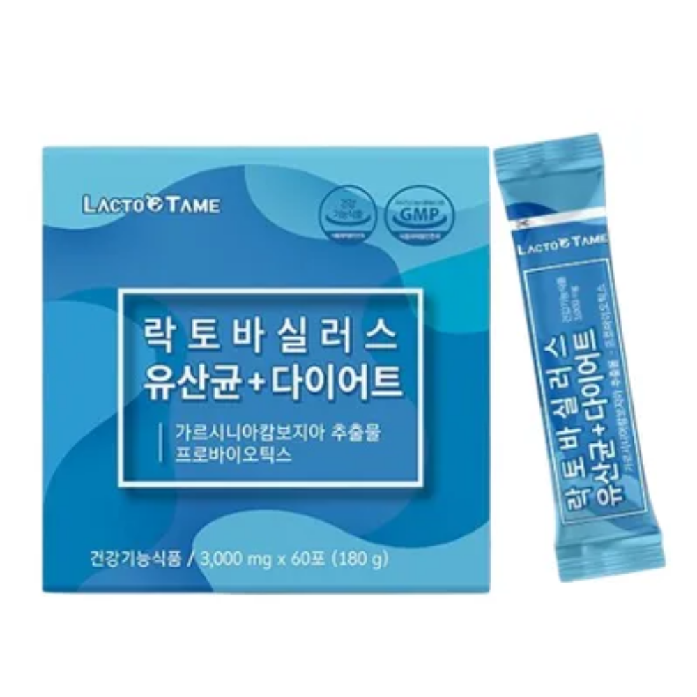 락토테임 <b>변비</b>지속 장불편 피부트러블 유산균 다이어트 가르시니아 60포 1세트 2개월치  60개