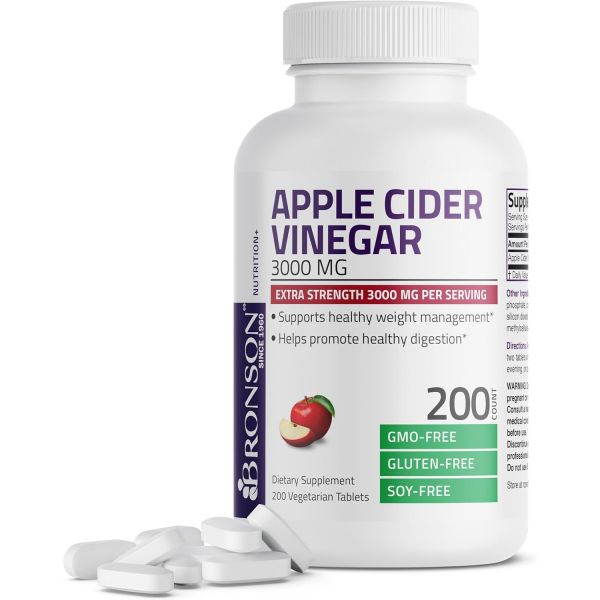 <b>브론슨</b> 사과식초 3000mg 식물성 애플 사이다 200정  <b>브론슨</b> 사과식초 3000mg 식물성 애플 사이다 200  1개