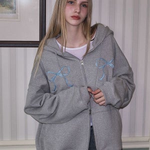 [로제프란츠] Sketch Ribbon Hood Zip-up [Gray]_RS225GR