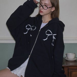 [로제프란츠] Sketch Ribbon Hood Zip-up [Navy]_RS225NV