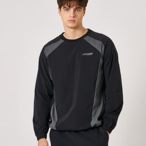 남성 배색  우븐 맨투맨,SPKFCNRL304MBLK