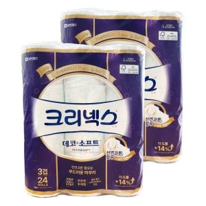 크리넥스 데코앤소프트 와이드 35M 24롤 2팩 3겹 108mm 프리미엄